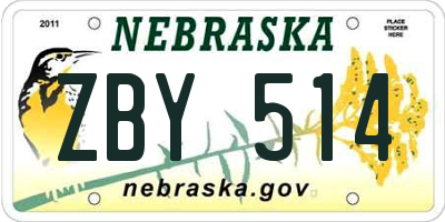 NE license plate ZBY514