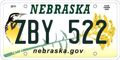 NE license plate ZBY522