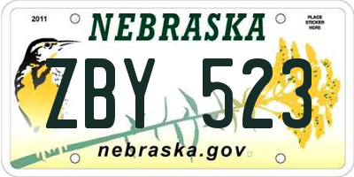 NE license plate ZBY523
