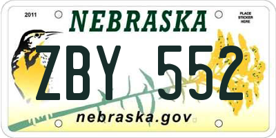 NE license plate ZBY552