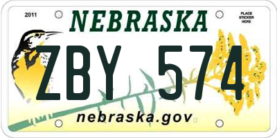 NE license plate ZBY574