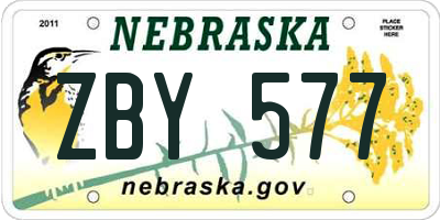 NE license plate ZBY577