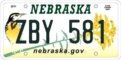 NE license plate ZBY581