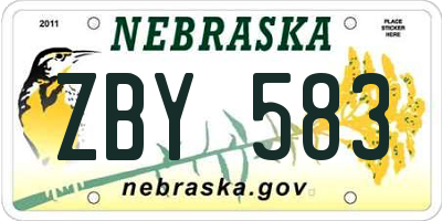 NE license plate ZBY583