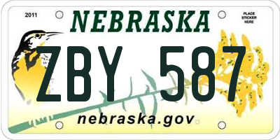 NE license plate ZBY587