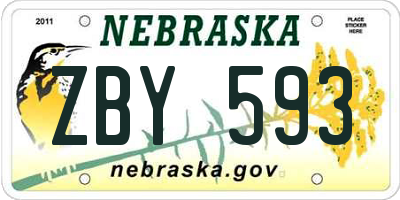 NE license plate ZBY593