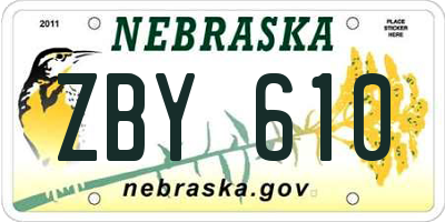 NE license plate ZBY610
