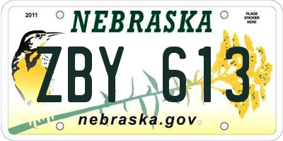 NE license plate ZBY613