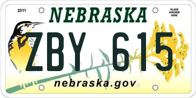 NE license plate ZBY615