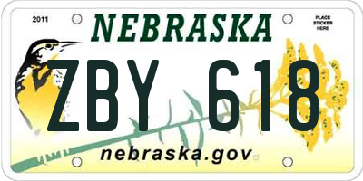 NE license plate ZBY618