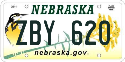 NE license plate ZBY620