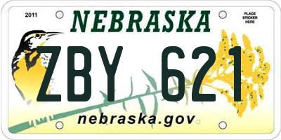 NE license plate ZBY621