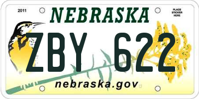 NE license plate ZBY622