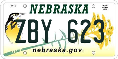 NE license plate ZBY623
