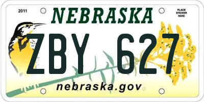 NE license plate ZBY627