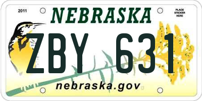 NE license plate ZBY631