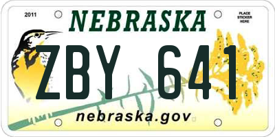 NE license plate ZBY641