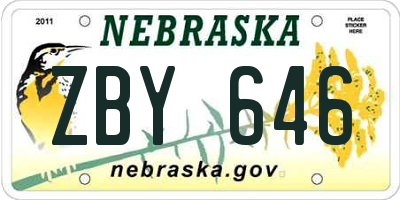 NE license plate ZBY646
