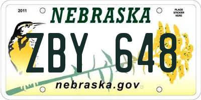NE license plate ZBY648