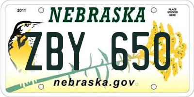 NE license plate ZBY650