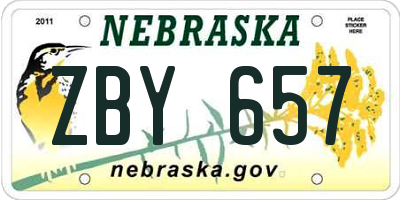 NE license plate ZBY657