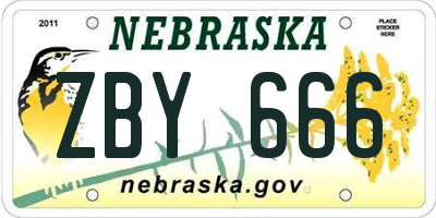 NE license plate ZBY666