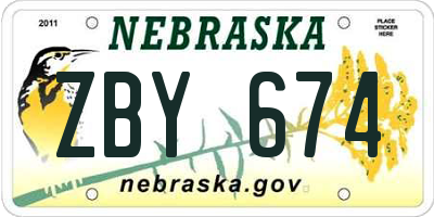 NE license plate ZBY674