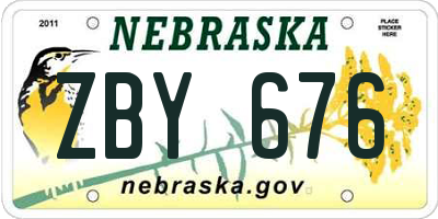 NE license plate ZBY676