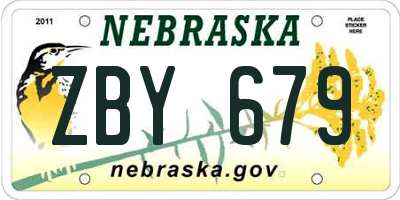 NE license plate ZBY679