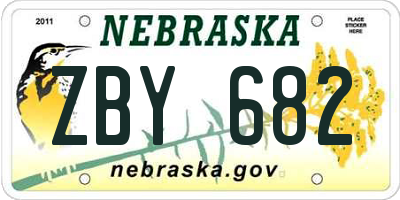 NE license plate ZBY682