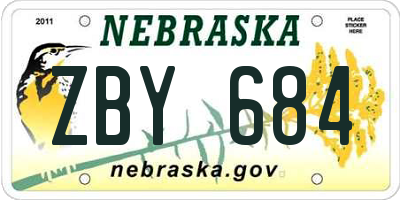 NE license plate ZBY684