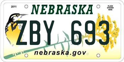 NE license plate ZBY693