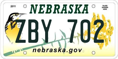 NE license plate ZBY702