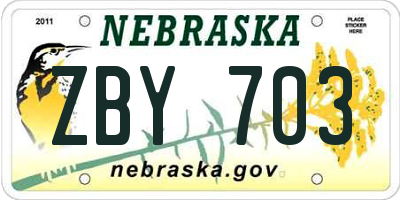 NE license plate ZBY703