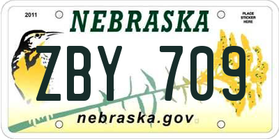 NE license plate ZBY709