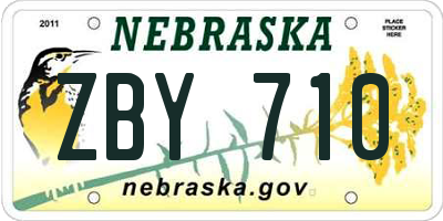 NE license plate ZBY710