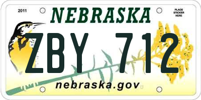 NE license plate ZBY712