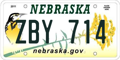 NE license plate ZBY714