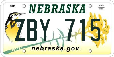 NE license plate ZBY715