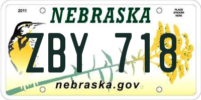 NE license plate ZBY718