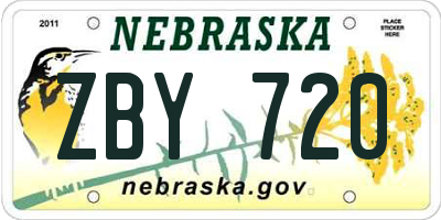 NE license plate ZBY720