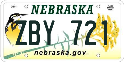 NE license plate ZBY721