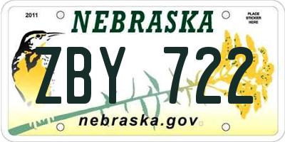 NE license plate ZBY722