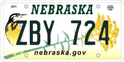 NE license plate ZBY724