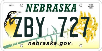 NE license plate ZBY727