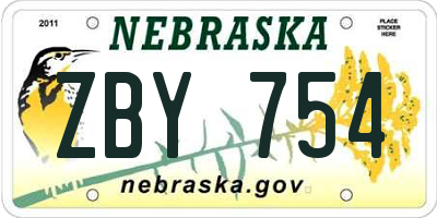 NE license plate ZBY754