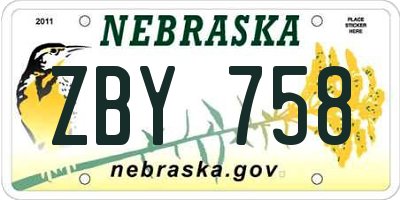 NE license plate ZBY758