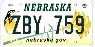 NE license plate ZBY759