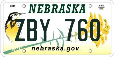 NE license plate ZBY760