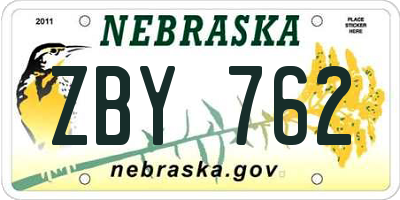 NE license plate ZBY762